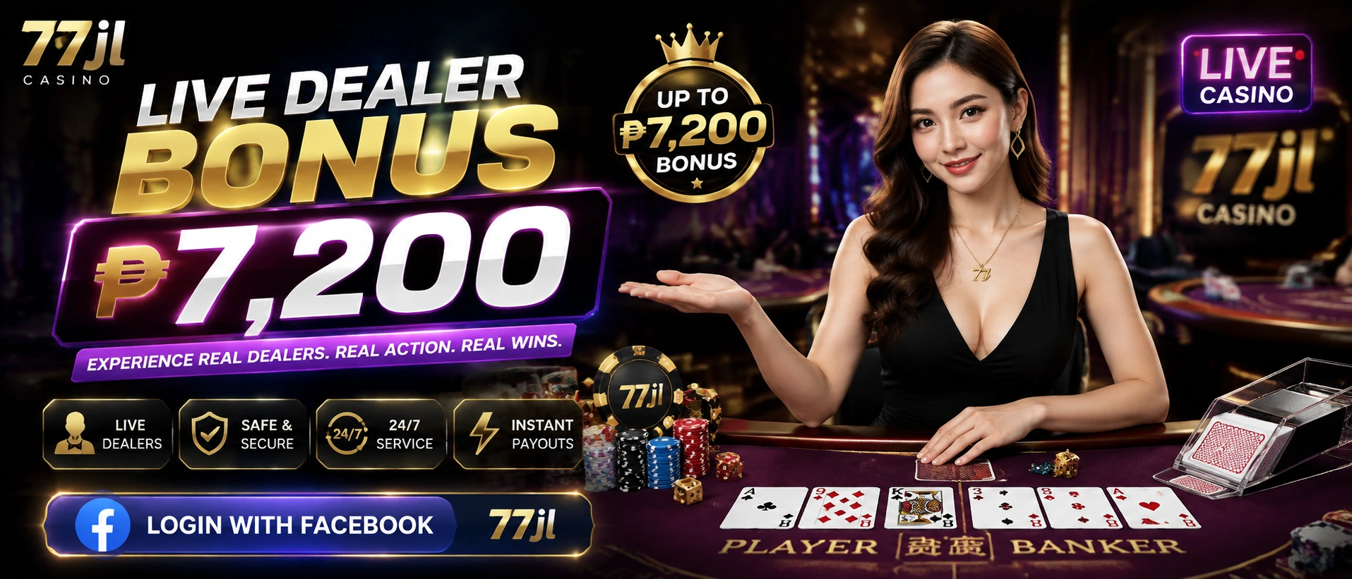 77JL live casino Philippines table showcase
